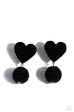 Spherical Sweethearts Black ✧ Heart Seed Bead Earrings