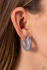 Earrings Acrylic,Earrings Hoop,Gray,Silver,Acrylic Acclaim Silver ✧ Hoop Earrings