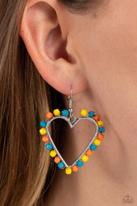 Earrings Fish Hook,Earrings Seed Bead,Hearts,Multi-Colored,Orange,Turquoise,Yellow,Fun-Loving Fashion Yellow ✧ Heart Seed Bead Earrings