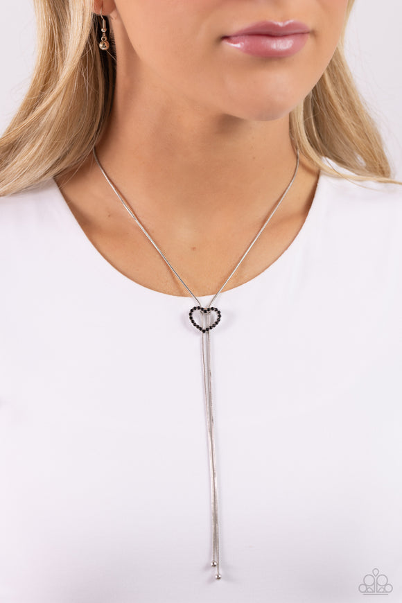 Tempting Tassel Black ✧ Heart Bolo Necklace