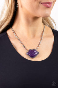 Lip,Necklace Short,Purple,Valentine's Day,Lip Locked Purple ✧ Necklace