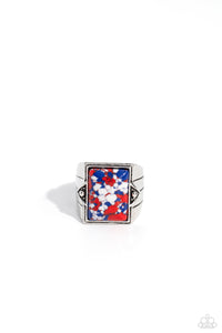 Blue,Men's Ring,Multi-Colored,Patriotic,Red,White,Startling Stones Red ✧ Ring