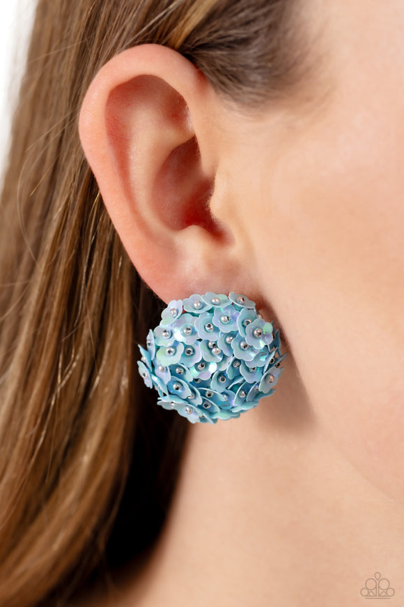 Corsage Character Blue ✧ Iridescent Post Earrings