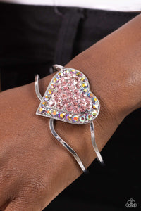 Bracelet Hinged,Hearts,Iridescent,Light Pink,Pink,Valentine's Day,Flirtatious Finale Pink ✧ Heart Iridescent Hinged Bracelet