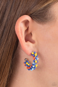 Blue,Earrings Hoop,Earrings Seed Bead,Multi-Colored,Orange,Yellow,Balloon Backdrop Blue ✧ Hoop Seed Bead Earrings