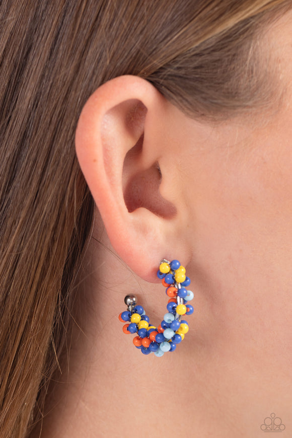 Balloon Backdrop Blue ✧ Hoop Seed Bead Earrings