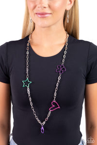 Green,Hearts,Lanyard,Multi-Colored,Necklace Long,Pink,Purple,Stars,Shape the Future Purple ✧ Lanyard Necklace