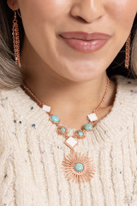 Copper,Sets,Turquoise,White,Sunburst Style Copper ✧ Necklace