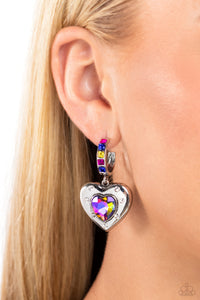 Blue,Earrings Hoop,Hearts,Multi-Colored,Pink,UV Shimmer,Valentine's Day,Yellow,We Are Young Multi ✧ Heart Hoop UV Shimmer Earrings