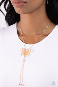 Butterfly,Necklace Bolo,Necklace Long,Orange,Rose Gold,Suspended Shades Rose Gold ✧ Butterfly Bolo Necklace