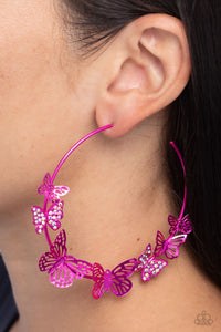 Butterfly,Earrings Hoop,Iridescent,Pink,Shimmery Swarm Pink ✧ Butterfly Iridescent Hoop Earrings