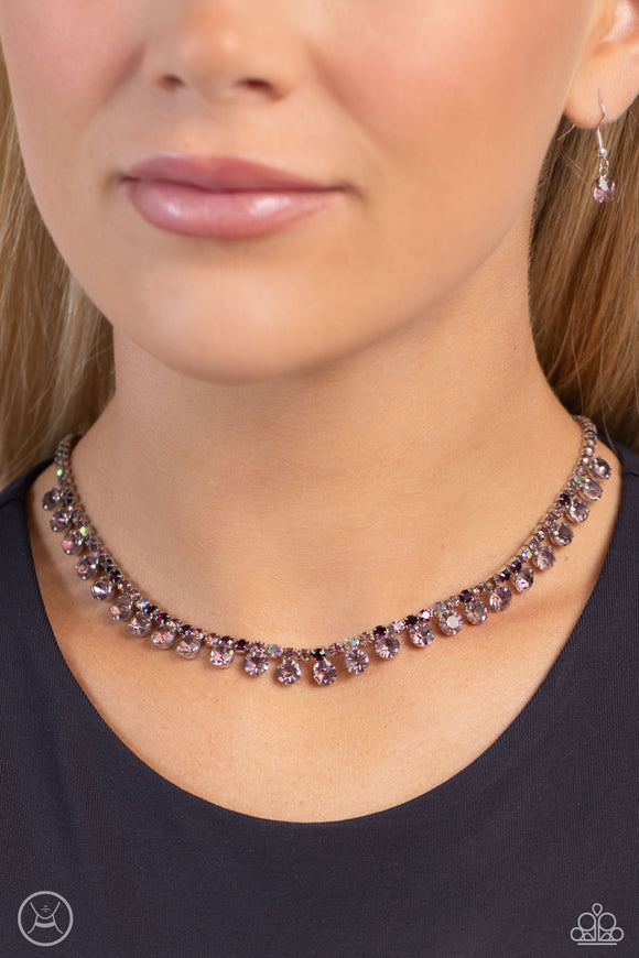 Ritzy Rhinestones Purple ✧ Iridescent Choker Necklace