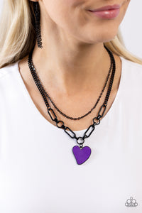Black,Favorite,Hearts,Necklace Short,Purple,Valentine's Day,Carefree Confidence Purple ✧ Heart Necklace