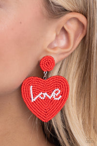 Earrings Post,Earrings Seed Bead,Favorite,Hearts,Red,Valentine's Day,Sweet Seeds Red ✧ Heart Seed Bead Post Earrings