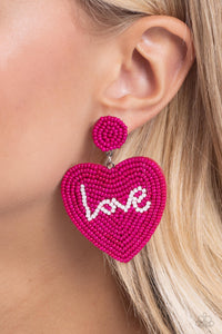 Earrings Post,Favorite,Hearts,Pink,Valentine's Day,Sweet Seeds Pink ✧ Heart Seed Bead Post Earrings