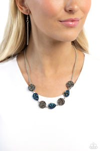 Blue,Hematite,Necklace Short,Oil Spill,Druzy Demand Silver ✧ Oil Spill & Hematite Necklace