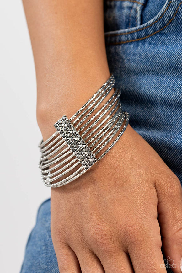 Shimmery Silhouette Silver ✧ Hematite Bangle Bracelet