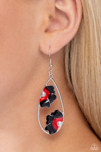 Black,Earrings Fish Hook,Multi-Colored,Red,Airily Abloom Black ✧ Earrings