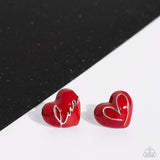 Glimmering Love Red ✧ Heart Post Earrings