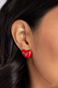 Earrings Post,Hearts,Red,Valentine's Day,Glimmering Love Red ✧ Heart Post Earrings