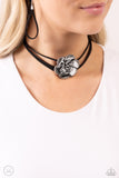 Textured Tapestry Black ✧ Choker Necklace