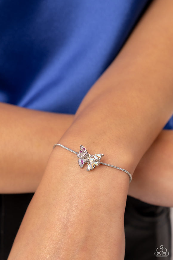 Adjustable Allure Pink ✧ Iridescent Butterfly Bracelet