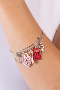 Bracelet Bangle,Gold,Hearts,Key,Light Pink,Multi-Colored,Red,Silver,Valentine's Day,Locked Legacy Multi ✧ Bangle Bracelet