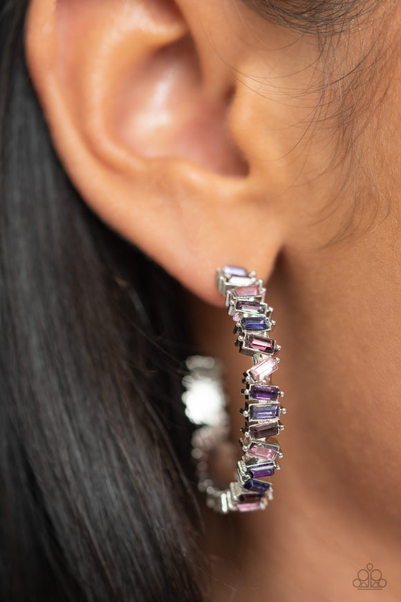 Effortless Emeralds Purple ✧ Hoop Earrings