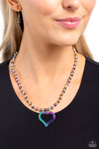 Hearts,Multi-Colored,Necklace Short,Oil Spill,Valentine's Day,Faceted Factor Multi ✧ Heart Oil Spill Necklace