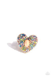 Gold,Hearts,Multi-Colored,Ring Wide Back,Bejeweled Beau Gold ✧ Heart Ring