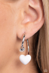 Earrings Hoop,Hearts,Valentine's Day,White,Romantic Representative White ✧ Heart Hoop Earrings