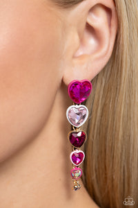 Earrings Post,Favorite,Gold,Hearts,Iridescent,Light Pink,Pink,Valentine's Day,White,Cascading Casanova Pink✧ Heart Iridescent Post Earrings