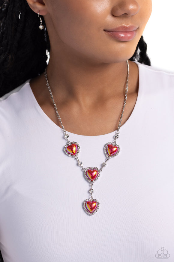 Stuck On You Red ✧ Iridescent Heart Necklace