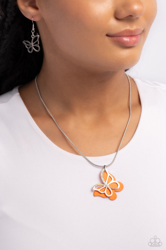 Detailed Dance Orange ✧ Butterfly Necklace
