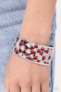 Bracelet Hinged,Hearts,Light Pink,Multi-Colored,Pink,Red,Valentine's Day,Penchant for Patterns Red ✧ Heart Hinged Bracelet