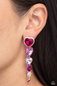 Earrings Post,Favorite,Hearts,Iridescent,Light Pink,Multi-Colored,Pink,Purple,Red,Valentine's Day,White,Cascading Casanova Multi ✧ Heart Post Earrings