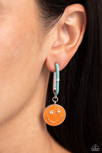 Blue,Earrings Hoop,Orange,Smile Face,Personable Pizzazz Orange ✧ Smile Hoop Earrings