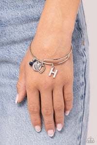 Bracelet Bangle,Hearts,Silver,Smile Face,Making It INITIAL Silver - H ✧ Heart Smile Bangle Bracelet