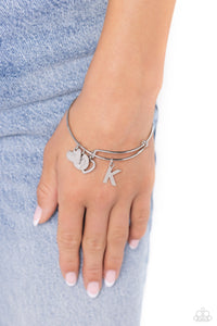 Bracelet Bangle,Hearts,Initial,Silver,Smile Face,Making It INITIAL Silver - K ✧ Heart Smile Bangle Bracelet