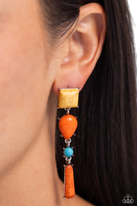 Earrings Post,Multi-Colored,Orange,Turquoise,Yellow,Saharan Sabbatical Orange ✧ Post Earrings