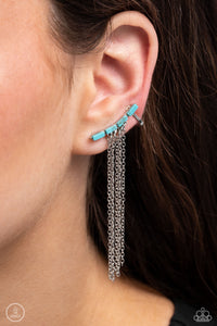 Blue,Earrings Ear Crawler,Turquoise,Fault Line Fringe Blue ✧ Ear Crawler Post Earrings