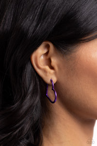 Earrings Hinged Hoop,Earrings Hoop,Hearts,Valentine's Day,Loving Legend Purple ✧ Heart Hinged Hoop Earrings