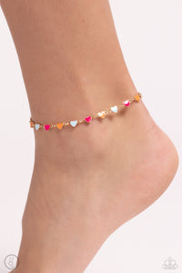 Gold,Hearts,Multi-Colored,Orange,Pink,Valentine's Day,White,Dancing Delight Multi ✧ Anklet