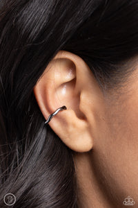 Black,Earrings Ear Cuff,Gunmetal,Enigmatic Echo Black ✧ Cuff Earrings