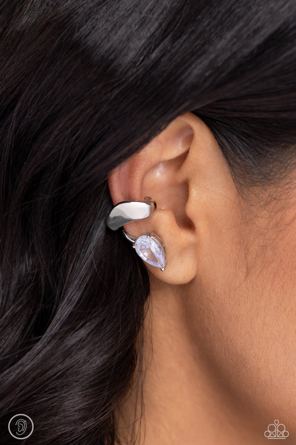 Twisting Teardrop White ✧ Cuff Earrings
