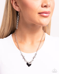 Black,Hearts,Necklace Short,Silver,Valentine's Day,Trendy Tribute Black ✧ Heart Necklace