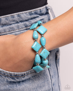 Blue,Bracelet Stretchy,Turquoise,EARTHY Riser Blue ✧ Stretch Bracelet