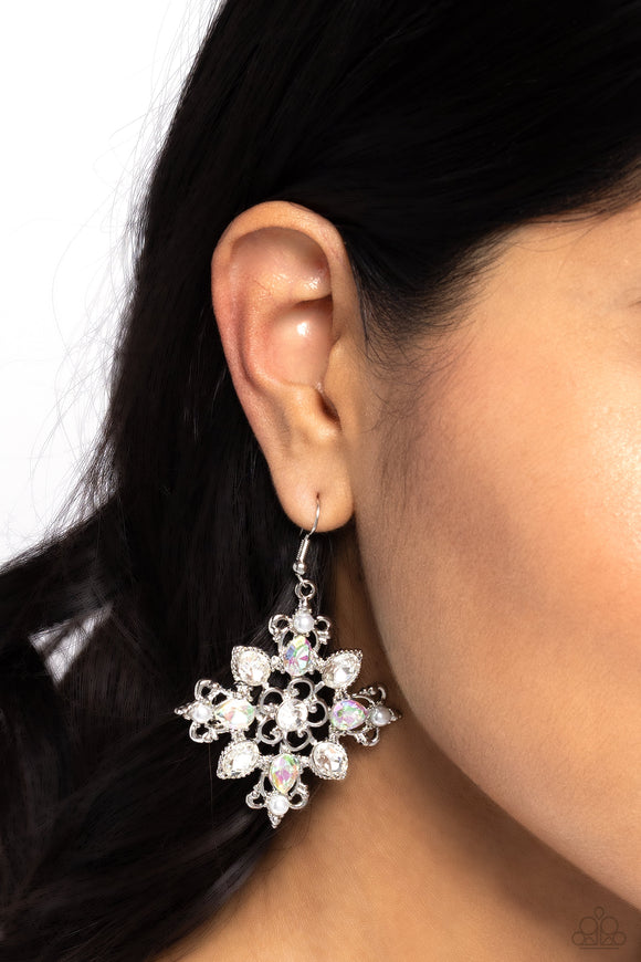 Fancy-Free Florals White ✧ UV Shimmer Earrings