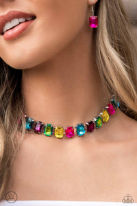 Blue,Empower Me Pink,Exclusive,Favorite,Green,Multi-Colored,Necklace Choker,Necklace Short,Pink,Purple,Yellow,Ecstatic Emeralds Multi ✧ Choker Necklace