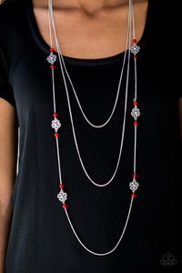 Holiday,Necklace Long,Red,Hibiscus Hideaway Red ✧ Necklace